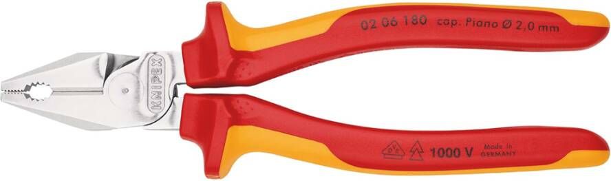 Knipex Kracht-kombitang geïsoleerd | Meer-componentengrepen | VDE-getest | Verchroomd | Lengte 180 mm 02 06 180 SB