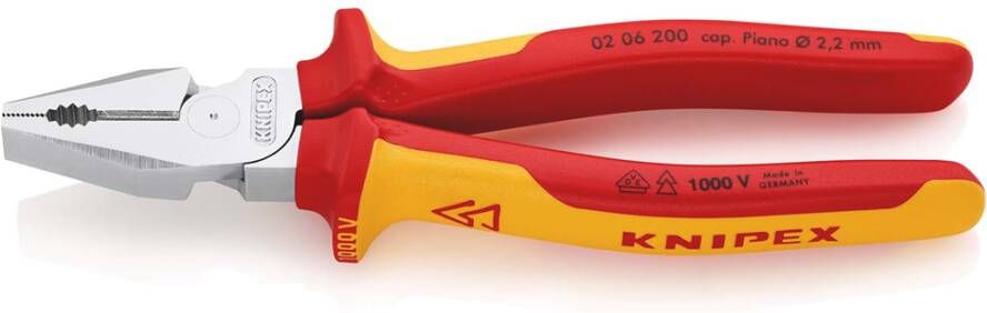 Knipex Kracht-kombitang geïsoleerd | Meer-componentengrepen | VDE-getest | Verchroomd | Lengte 200 mm 02 06 200 SB