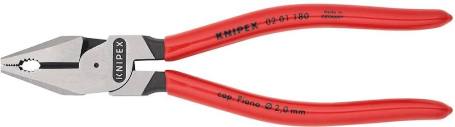 Knipex Kracht-kombitang | Kunststof bekleed | Zwart geatramenteerd | Lengte 180 mm | Zelfbedieningskaart blister 02 01 180 SB
