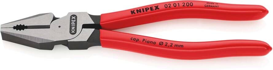 Knipex Kracht-kombitang | Kunststof bekleed | Zwart geatramenteerd | Lengte 200 mm | Zelfbedieningskaart blister 02 01 200 SB