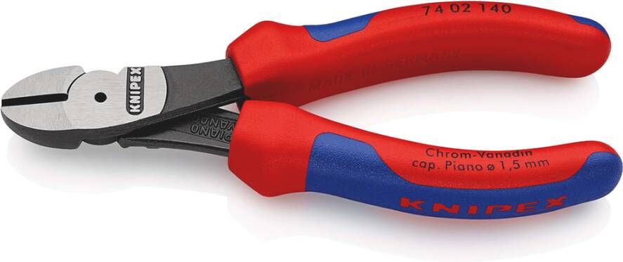 Knipex Kracht-Zijsnijtang | 140 mm Lengte | Meer-Componentengrepen | Zwart Geatramenteerd 74 02 140 SB