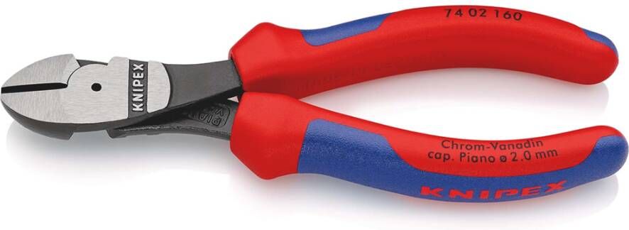 Knipex Kracht-Zijsnijtang | 160 mm Lengte | Meer-Componentengrepen | Zwart Geatramenteerd 74 02 160 SB