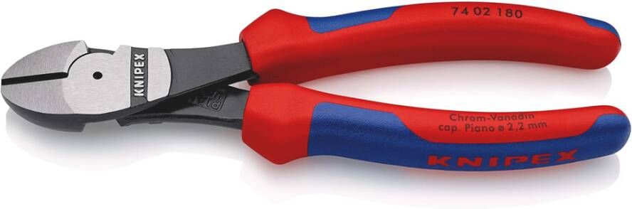 Knipex Kracht-Zijsnijtang | 180 mm Lengte | Meer-Componentengrepen | Zwart Geatramenteerd 74 02 180 SB
