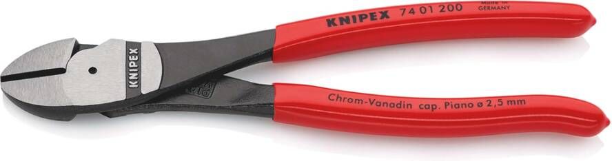 Knipex Kracht-Zijsnijtang | 200 mm Lengte | Kunststof Bekleed | Zwart Geatramenteerd 74 01 200 SB