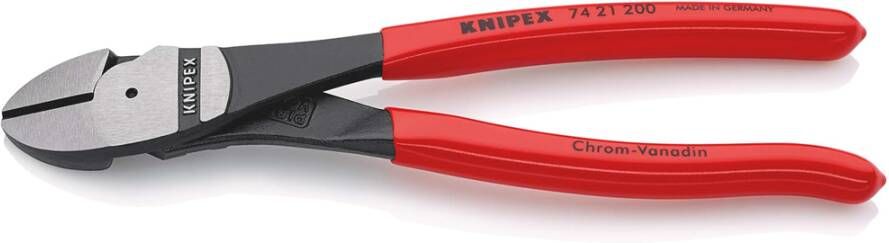 Knipex Kracht-Zijsnijtang | 200 mm Lengte | Kunststof Bekleed | Zwart Geatramenteerd 74 21 200 SB