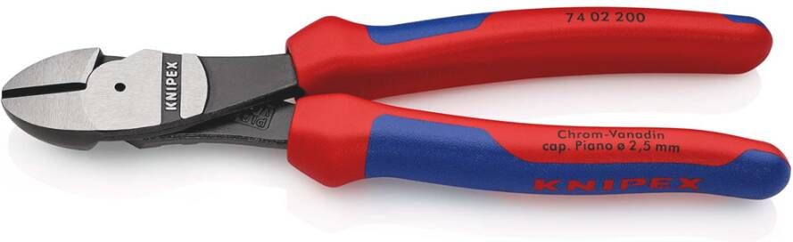 Knipex Kracht-Zijsnijtang | 200 mm Lengte | Meer-Componentengrepen | Zwart Geatramenteerd 74 02 200 SB
