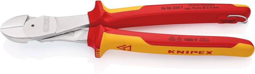 Knipex Kracht-Zijsnijtang | 250 mm Lengte | Geïsoleerd | Meercomponenten-Omhullingen | VDE-Goedgekeurd 74 06 250 T BK