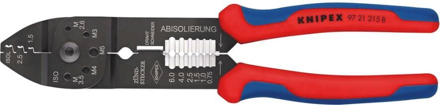 Knipex Krimptang met meer-componentengrepen | Zwart gelakt | Lengte 240 mm | Zelfbedieningskaart blister 97 21 215 B SB