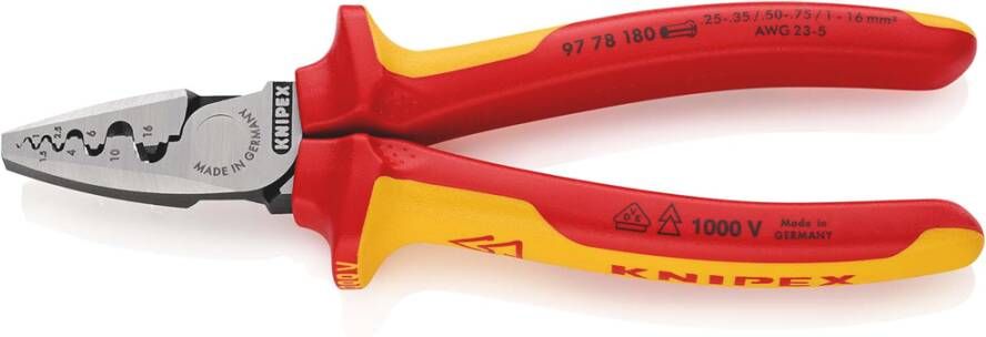 Knipex Krimptang voor RJ45-westernstekkers | Meer-componentengrepen | Gebruineerd | Lengte 190 mm 97 78 180 SB