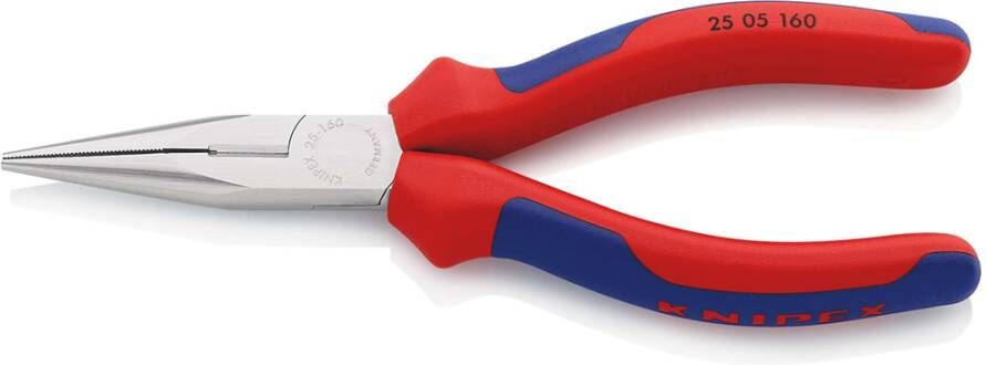 Knipex Platspitse Tang met Zijsnijder (Radiotang) | 160 mm Lengte | Meer-Componentengrepen | Verchroomd 25 05 160 SB