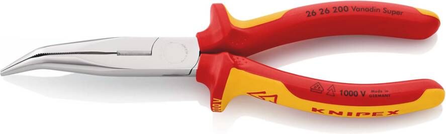 Knipex Platspitse Tang met Zijsnijder (Telefoontang) | 200 mm Lengte | Geïsoleerd | Meer-Componentengrepen 26 200 SB