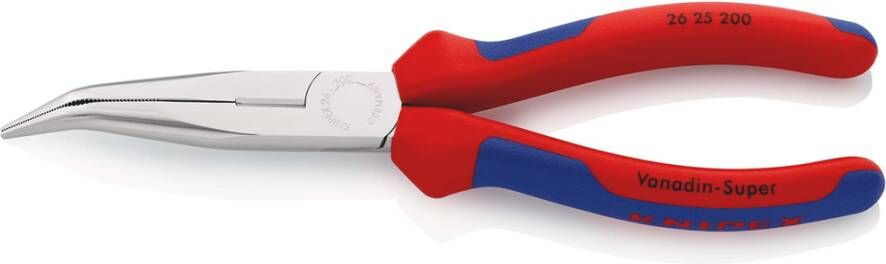 Knipex Platspitse Tang met Zijsnijder (Telefoontang) | 200 mm Lengte | Meer-Componentengrepen | Verchroomd 26 25 200 SB