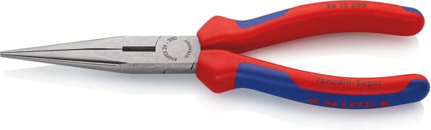 Knipex Platspitse Tang met Zijsnijder (Telefoontang) | 200 mm Lengte | Meer-Componentengrepen | Zwart Geatramenteerd 26 12 200 SB