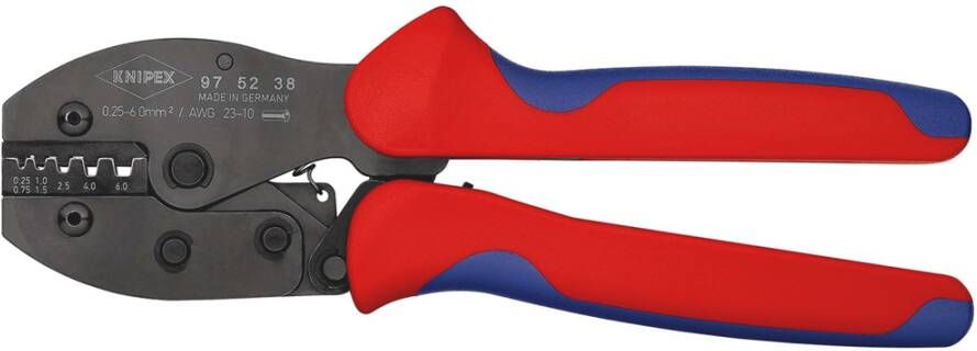 Knipex PreciForce krimptang | Meer-componentengrepen | Gebruineerd | Lengte 220 mm | Zelfbedieningskaart blister 97 52 38 SB