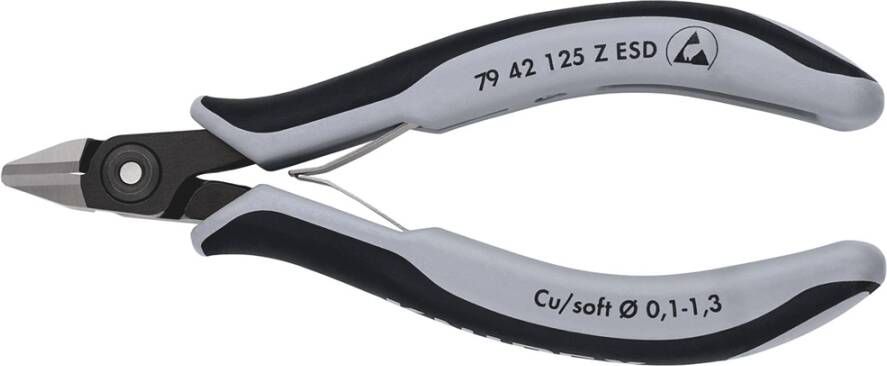 Knipex Precisie Elektronica-Zijsnijtang ESD | 125 mm Lengte | Meer-Componentengrepen | Gebruineerd 79 42 125 Z ESD