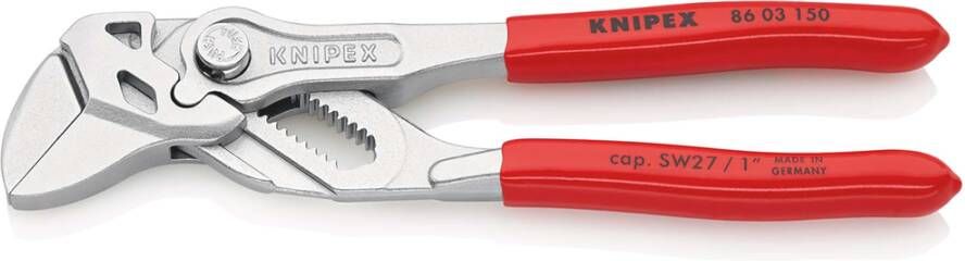 Knipex Sleuteltang | 150 mm Lengte | Tang en Schroefsleutel in Eén | Kunststof Bekleed | Verchroomd 86 03 150 SB