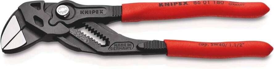 Knipex Sleuteltang | 180 mm Lengte | Tang en Schroefsleutel in Eén | Kunststof Bekleed | Grijs 86 01 180 SB