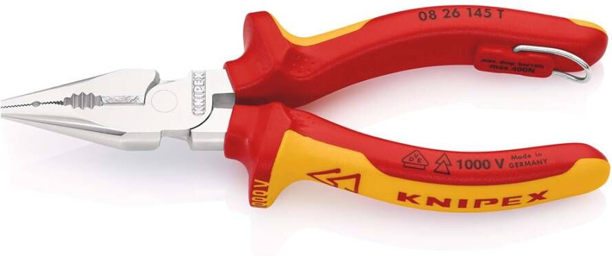 Knipex Spitse kombitang geïsoleerd | Meercomponenten-omhullingen | VDE-gekeurd | Geïntegreerde openingsveer 08 26 145 T BK