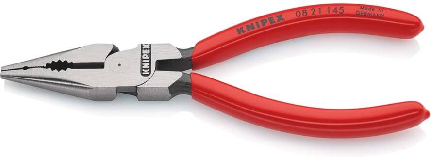 Knipex Spitse kombitang | Kunststof bekleed | Zwart geatramenteerd | Lengte 145 mm | Zelfbedieningskaart blister 08 21 145 SB