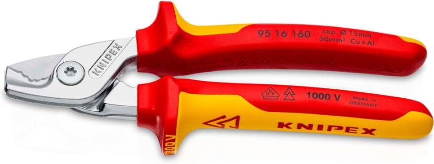 Knipex StepCut kabelschaar | Geïsoleerd | Meer-componentengrepen | VDE-getest | Verchroomd 95 16 160 SB