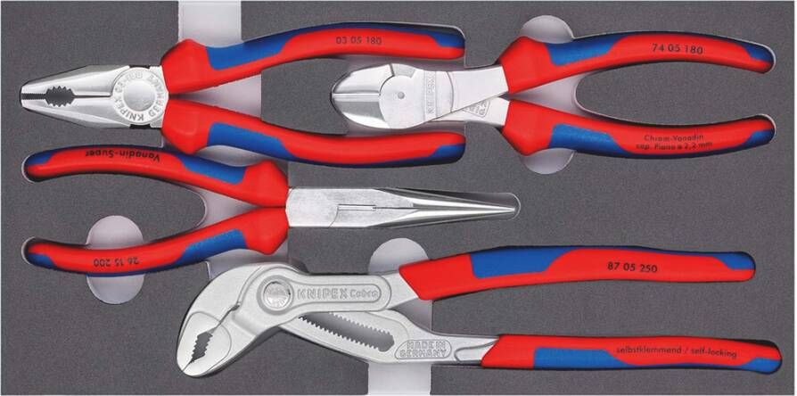 Knipex Tangenset met schuimrubberen inlay 00 20 01 V17