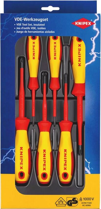 Knipex VDE schroevendraaier pakket | Phillips Pozidriv | Zelfbedieningskaart blister 00 20 12 V03