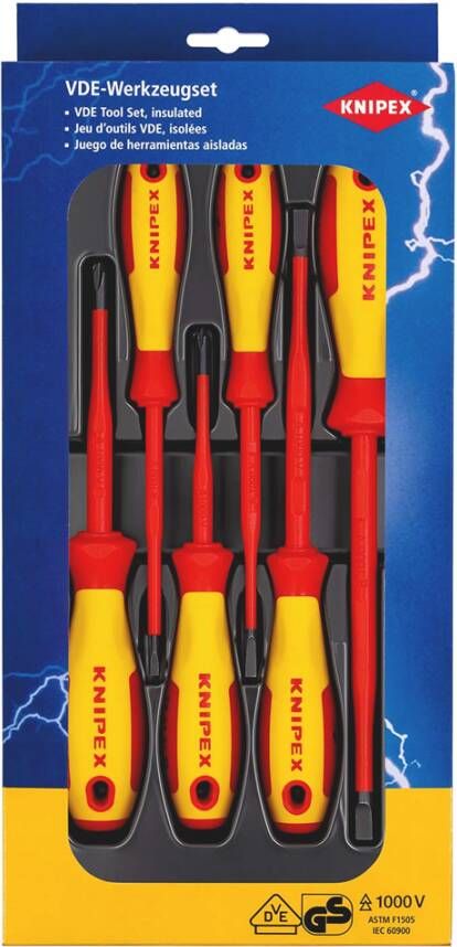 Knipex VDE schroevendraaier pakket | Sleuf Phillips | Zelfbedieningskaart blister 00 20 12 V02