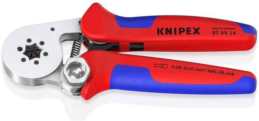 Knipex Zelfinstellende krimptang voor adereindhulzen | Zij-invoering | Meer-componentengrepen 97 55 14 SB