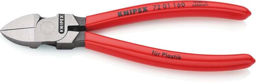 Knipex Zijsnijtang Voor Kunststof | 160 mm Lengte | Kunststof Bekleed 72 01 160 SB