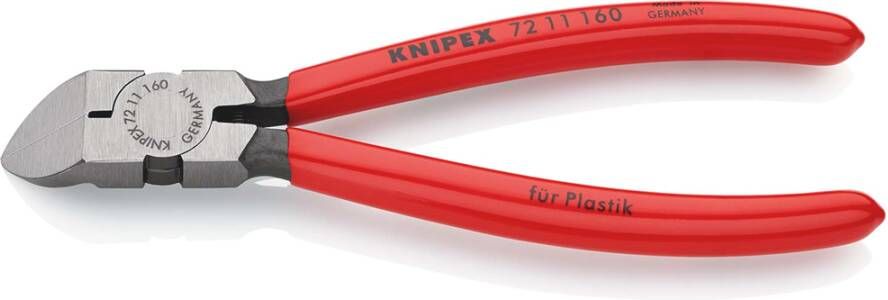 Knipex Zijsnijtang Voor Kunststof | 160 mm Lengte | Kunststof Bekleed 72 11 160 SB