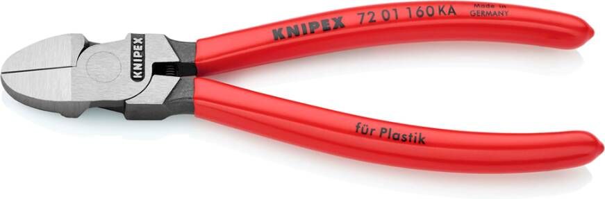 Knipex Zijsnijtang Voor Kunststof | 160 mm Lengte | Ronde Kop | Kunststof Bekleed 72 01 160 KA