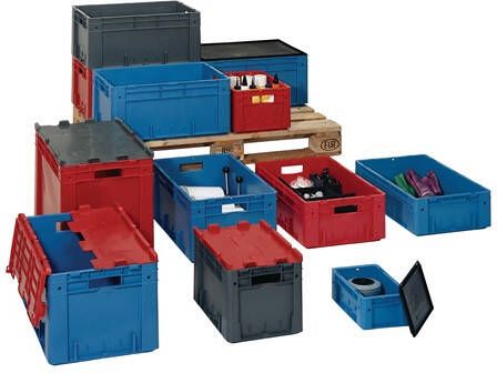 LA-KA-PE Transportstapelbak | L600xB400xH320mm | rood PP zware belasting handgreepopening | zijwanden gesloten | 1 stuk VTK 600 320-0 ROT