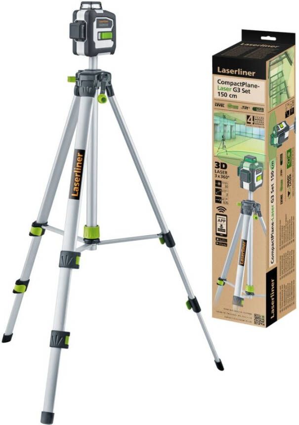 Laserliner CompactPlane-Laser 3G Lijnlaser | Set 150 cm (Green Tilt BLE softbag) 036.299E