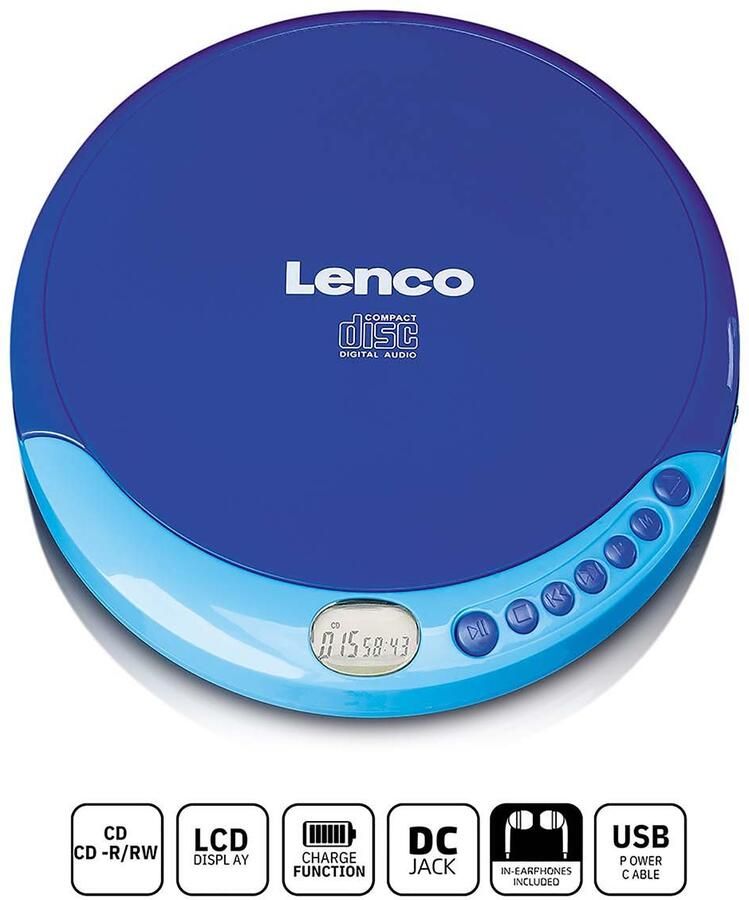 Lenco Draagbare CD-speler met oplaadfunctie Blauw CD-011BU