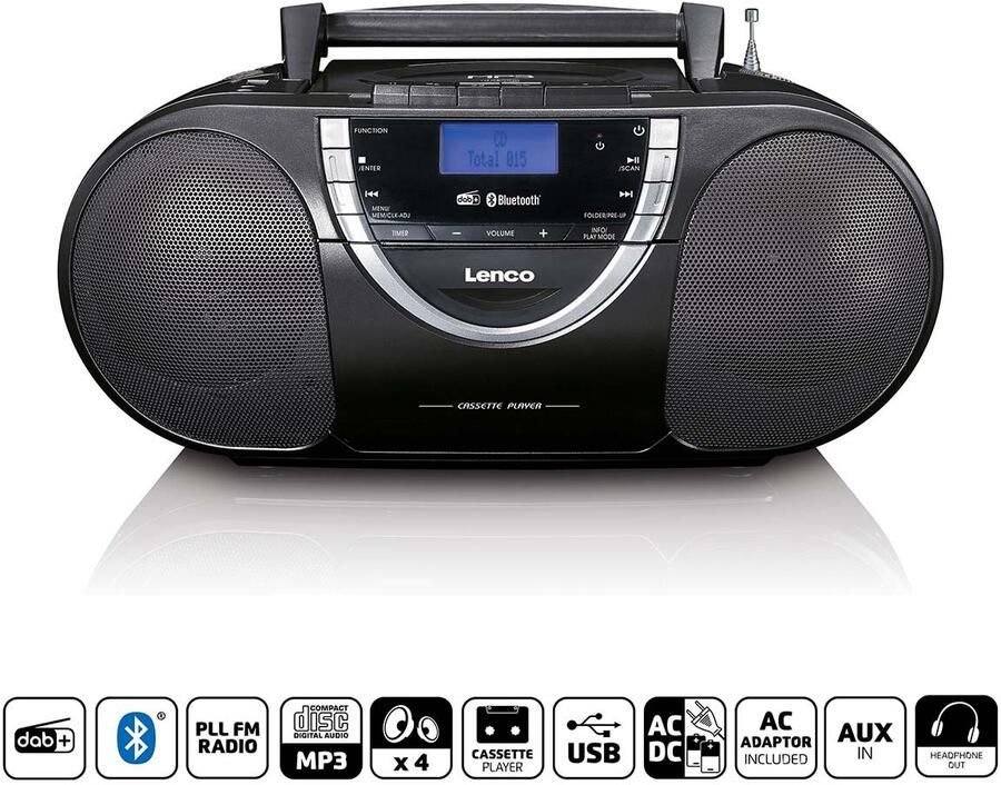 Lenco Draagbare DAB+ en FM-radio met CD-cassette en Bluetooth Zwart SCD-6900BK