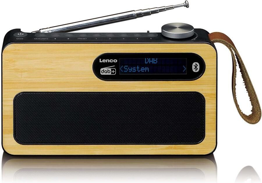 Lenco Draagbare DAB+ FM-radio met Bluetooth Bamboo Zwart PDR040BAMBOOBK