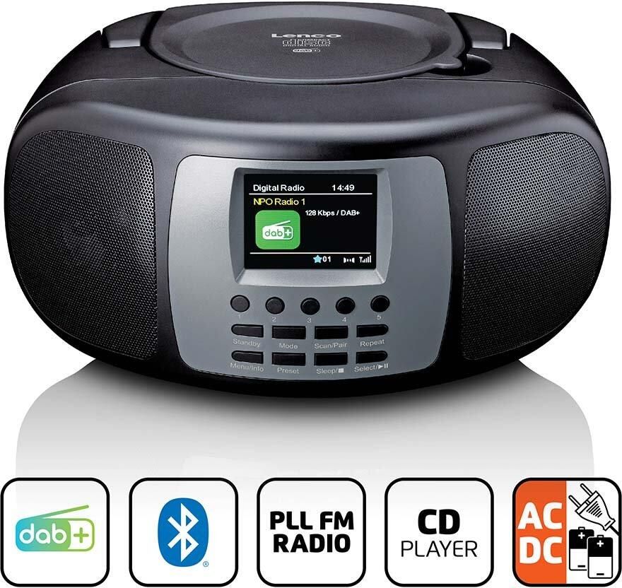 Lenco Draagbare DAB+ FM-radio met Bluetooth CD-speler en groot LCD-kleurenscherm Zwart SCD-860BK