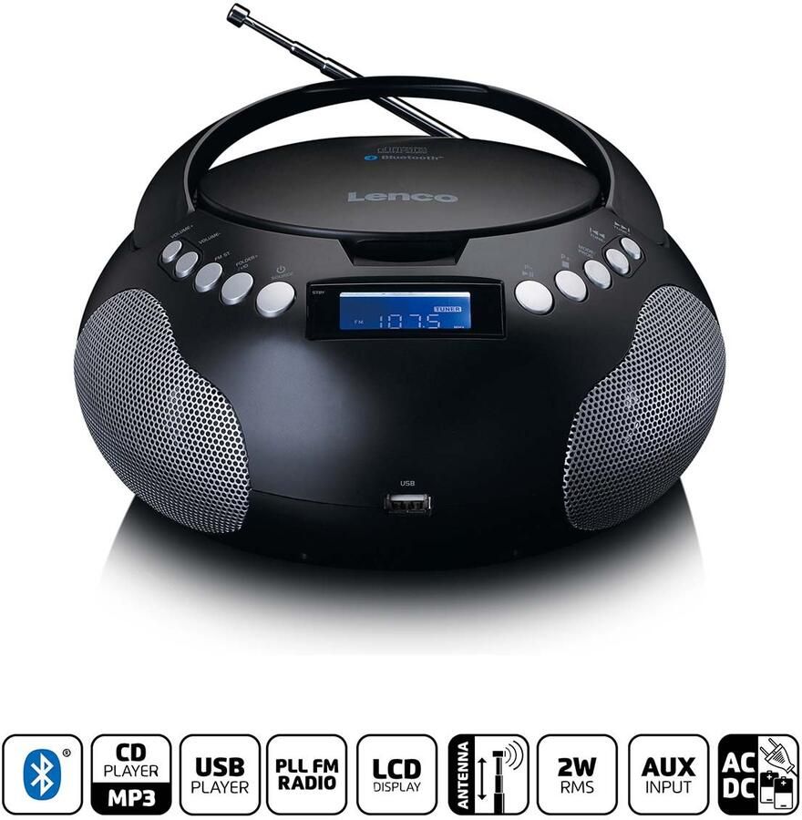Lenco Draagbare radio CD MP3 met USB en Bluetooth Zwart SCD-331BK
