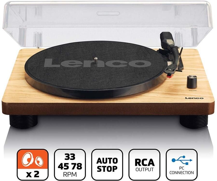 Lenco LS-50WD Platenspeler met ingebouwde luidsprekers USB Codering Hout LS-50WD