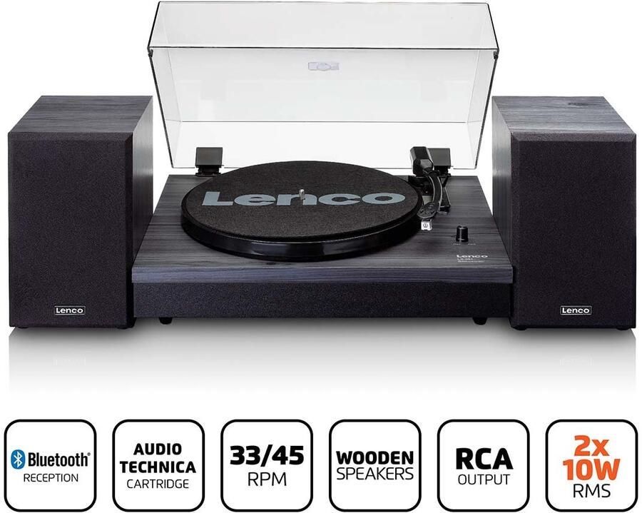 Lenco Platenspeler met Bluetooth en twee externe luidsprekers zwart LS-301BK