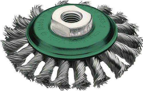Lessmann Staaldraadborstel | schroefdraad d. 100 mm draaddikte 0 5 mm | RVS 12 mm | 15.000 omw min | 1 stuk 471857