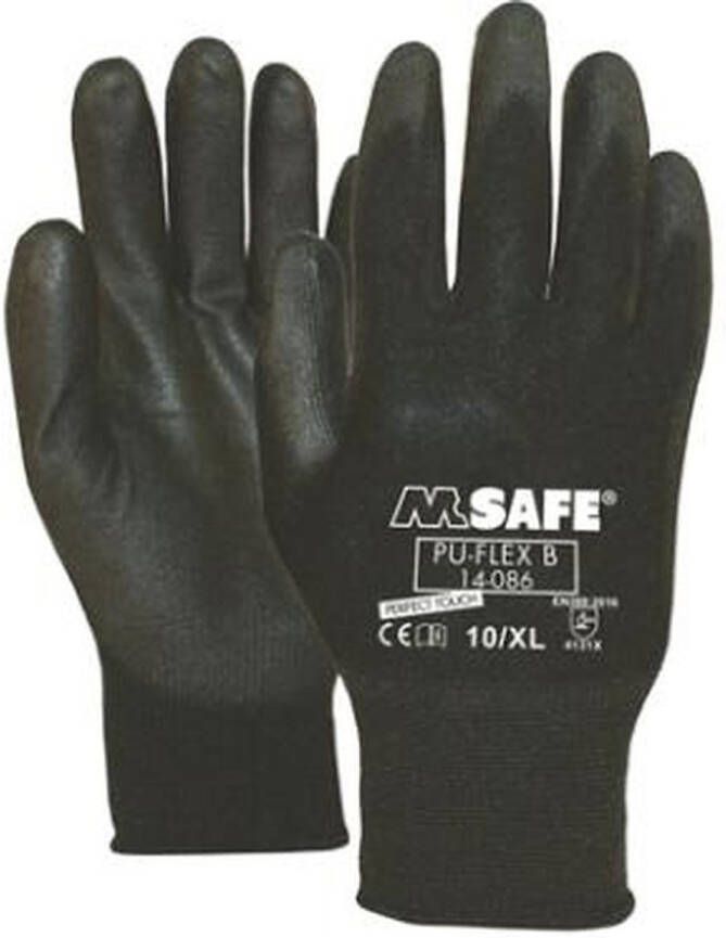 M-Safe Pu-Flex Werkhandschoen B 14-086 Zwart Xl 11408610