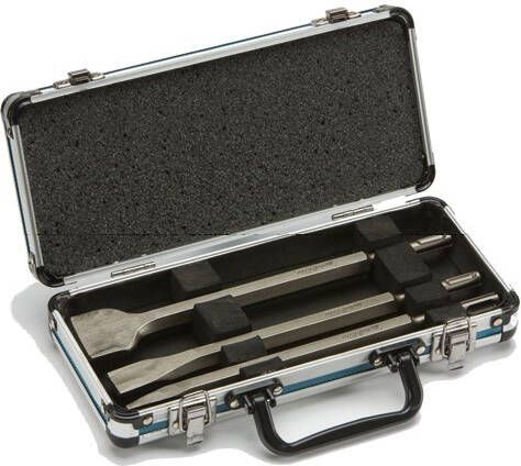 Makita Accessoires 3-delige SDS plus beitelset: Punt Vlak en Spadebeitel in aluminium koffer D-42357
