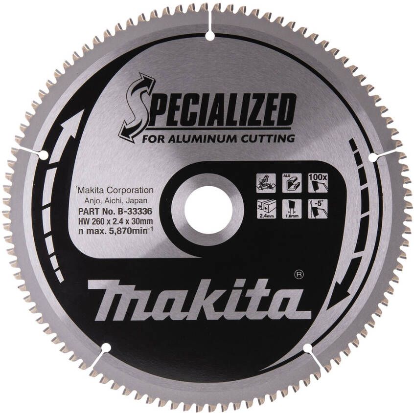 Makita Accessoires Afkortzaagblad AluminiumSpecialized 260x30x2 4 100T -5g