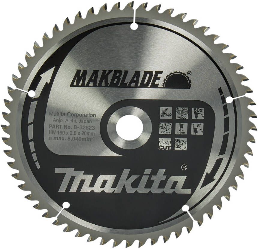 Makita Accessoires Afkortzaagblad | Hout | 190X20X2 0 60T 5G B-32823