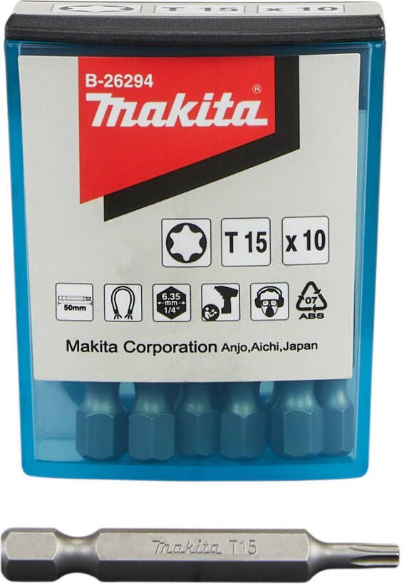 Makita Accessoires B-26294 | Schroefbit | T15x50mm | 10 stuks B-26294
