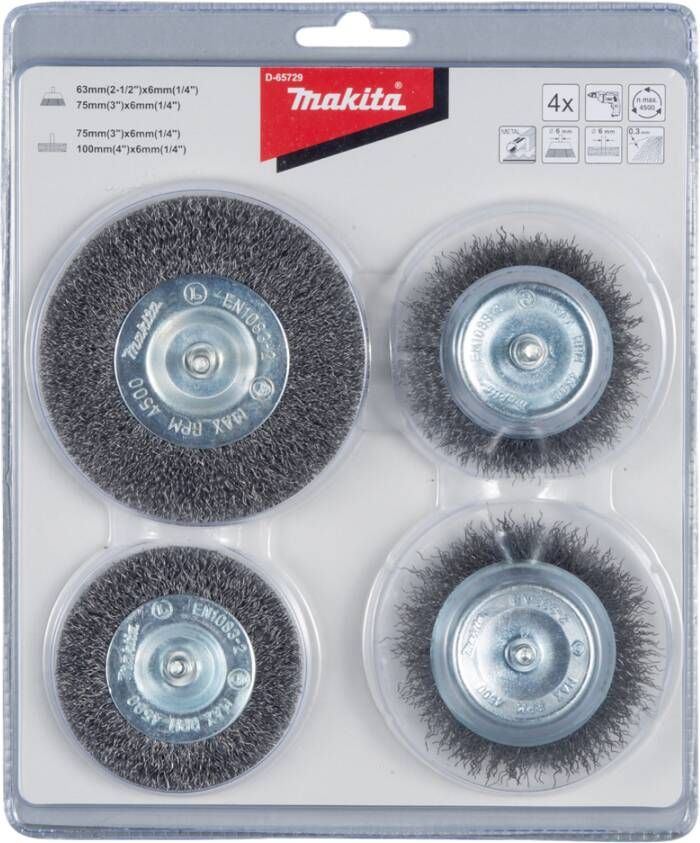 Makita Accessoires Borstelset 4-delig kom rond D-65729