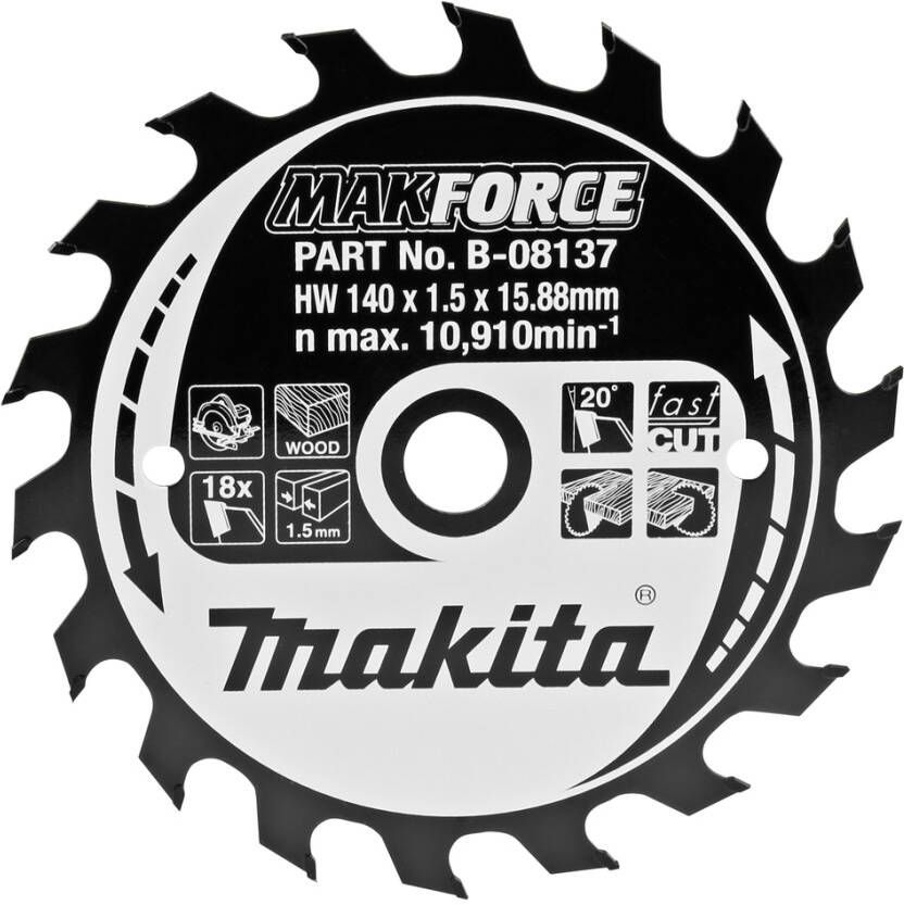 Makita Accessoires Cirkelzaagblad hout 140x16x1 5 18T 20g B-08137