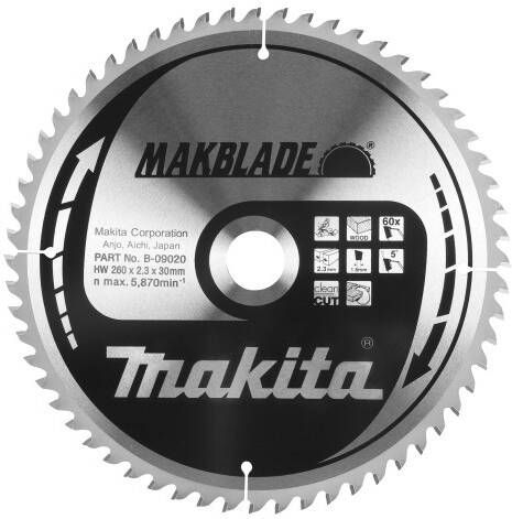 Makita Accessoires Cirkelzaagblad hout 260x30x2 3 32T 5g B-08931