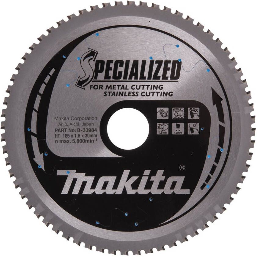 Makita Accessoires Cirkelzaagblad RVS 185x30x1 6 64T 0g B-33984